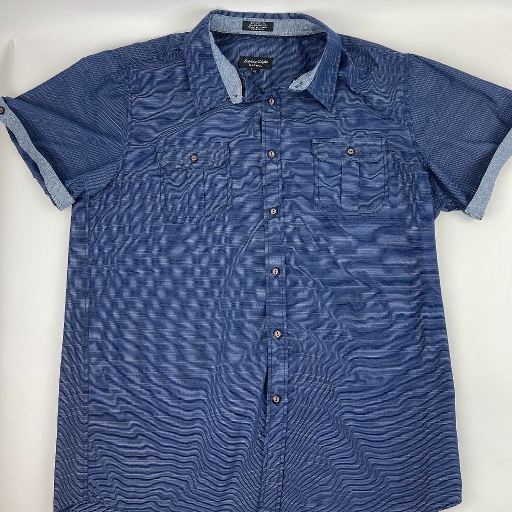 Eighty Eight Platinum Button Up Shirt Mens XL Blue Striped